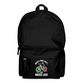 Mein E-Bike Ruft Ich Muss Los Fahrrad Spruch - Rucksack - Schwarz - Vorne