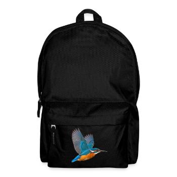 Eisvogel im Flug – blauoranges Gefieder als Motiv - Rucksack - Schwarz - Vorne