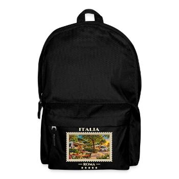 Italien Rom Camping Vintage Reisemarke - Rucksack - Schwarz - Vorne