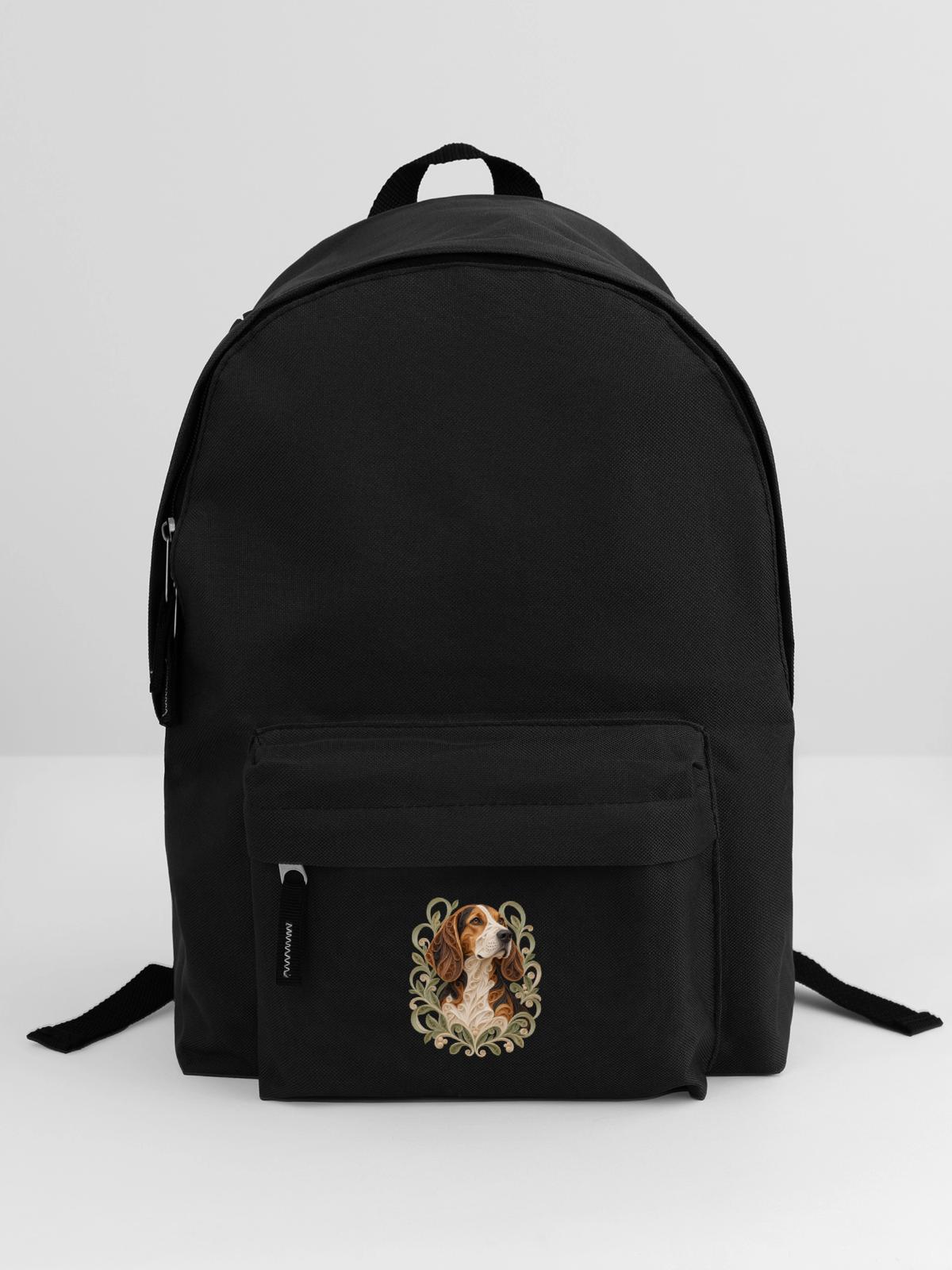 Beagle-Quilling – Hundeporträt - Rucksack - Schwarz - Vorne