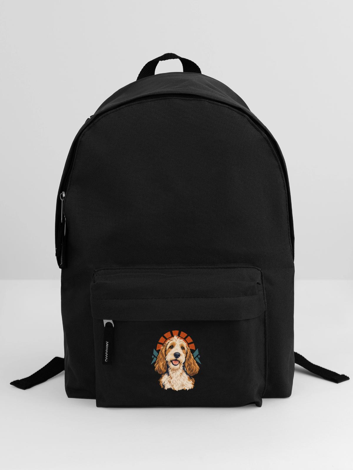 Geometrisches Hundeporträt - Rucksack - Schwarz - Vorne