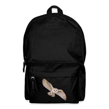 Schleiereule im Flug – Eule mit hellem Herzgesicht - Rucksack - Schwarz - Vorne