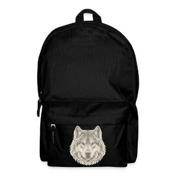Wolf Konturlinien – 3D Line Art - Rucksack - Schwarz - Vorne
