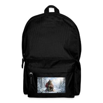 Winter Yeti am Feuer im Schneeland - Rucksack - Schwarz - Vorne
