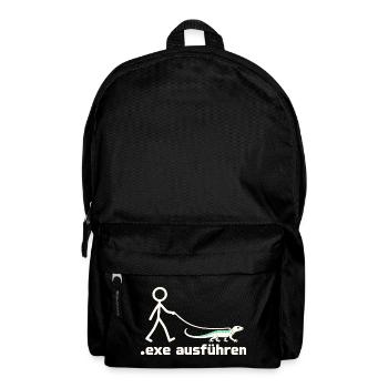 exe ausführen – Eidechse am Strichmännchen - Rucksack - Schwarz - Vorne