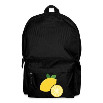 Zitrone mit Zitronenscheibe - Frucht Motiv - Rucksack - Schwarz - Vorne