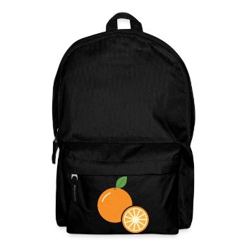Orange mit Orangenscheibe - Frucht Motiv - Rucksack - Schwarz - Vorne