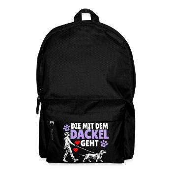 Die mit dem Dackel geht - Rucksack - Schwarz - Vorne