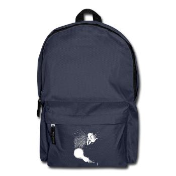 Nikola Tesla with light bulb and Tesla coil - Backpack - navy - Front