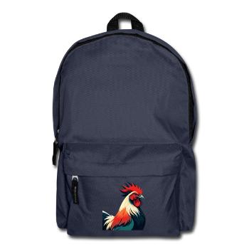 Hahn Cartoon Figur Buntes Haustier Tier - Rucksack - Navy - Vorne