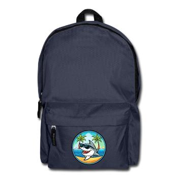 Shark Funny Cartoon Summer Beach Sunglasses Cool - Backpack - navy - Front