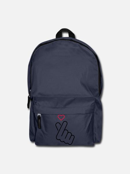 Koreanisches Handzeichen Herz - Liebe - Rucksack - Navy
