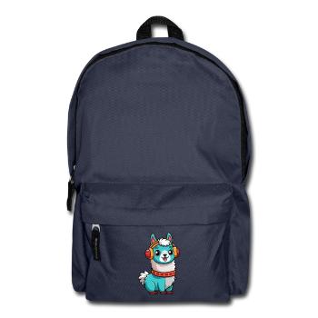 Lama Lustige Zeichentrickfigur Kopfhörer Musik - Rucksack - Navy - Vorne