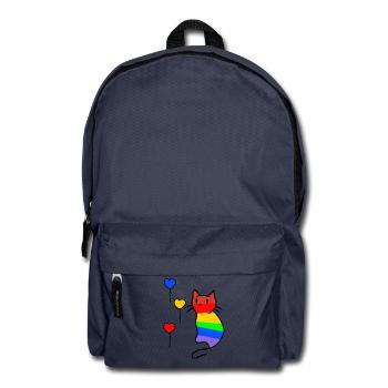 Katze Katzen Kitten LGBT Regenbogenfahne Liebe - Rucksack - Navy - Vorne
