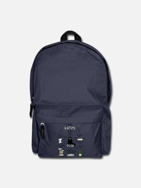 Katze Cat Kitten Kater Kätzchen Katzen schwarz - Rucksack - Navy