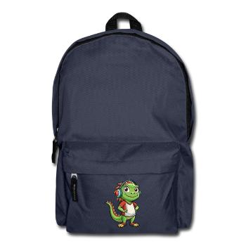 Leguan Lustige Zeichentrickfigur Kopfhörer Musik - Rucksack - Navy - Vorne