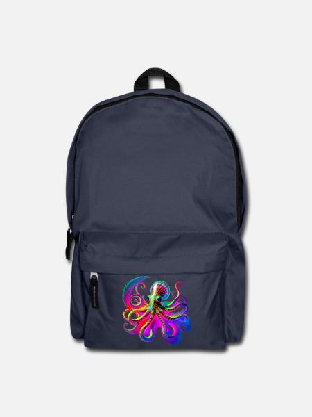 Psychedelischer Neon-Oktopus - Rucksack - Navy