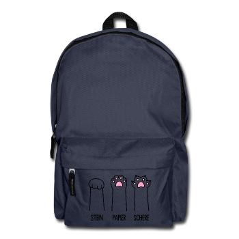 Stein Papier Schere Katze Pfote Spiel Katzenpfoten - Rucksack - Navy - Vorne