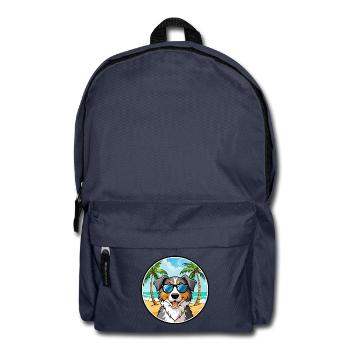 Australian Shepherd Dog Breed Cartoon Sunglasses - Backpack - navy - Front