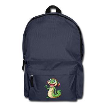 Serpent Drôle Dessin Animé Personnage Casque Musique - Sac à dos - bleu marine - Devant