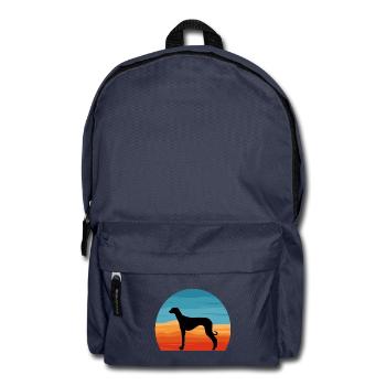 Alter kroatischer Windhund Hund Silhouette Retro Sonne - Rucksack - Navy - Vorne