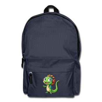 Eidechse Lustige Zeichentrickfigur Kopfhörer Musik - Rucksack - Navy - Vorne