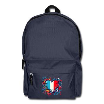 Französisches Vintage-Herz - Rucksack - Navy - Vorne