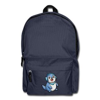 Seal Funny Cartoon Character Musique de casque - Sac à dos - bleu marine - Devant