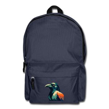 Crow Cartoon Character Colorful Pet Animal - Backpack - navy - Front
