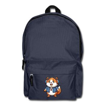 Meerschweinchen Lustige Zeichentrickfigur Kopfhörer Musik - Rucksack - Navy - Vorne