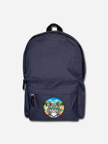 Norwegische Waldkatze Rasse Cartoon Sonnenbrille Strand - Rucksack - Navy