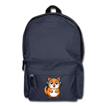 Hamster Lustige Zeichentrickfigur Kopfhörer Musik - Rucksack - Navy - Vorne