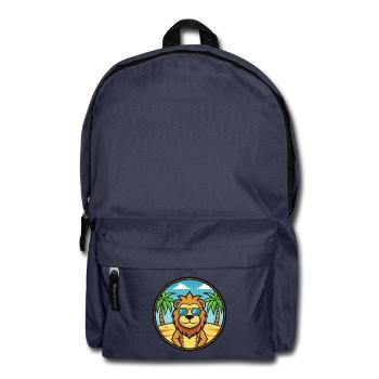 Lion Funny Cartoon Summer Beach Sunglasses Sticker - Backpack - navy - Front