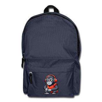 Gorilla Lustige Zeichentrickfigur Kopfhörer Musik - Rucksack - Navy - Vorne