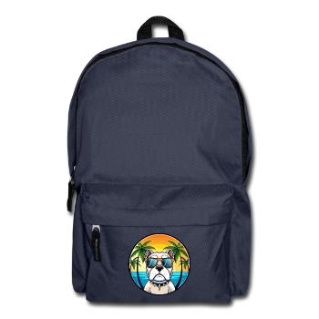 Bouledogue américain race dessin animé lunettes de soleil plage - Sac à dos - bleu marine - Devant