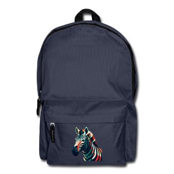 Zebra Cartoon Character Colorful Pet Animal - Backpack - navy - Front