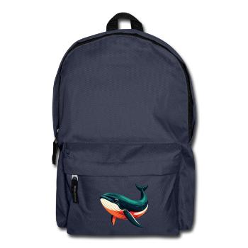 Whale Cartoon Character Colorful Pet Animal - Backpack - navy - Front