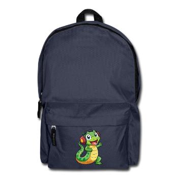 Serpent Drôle Dessin Animé Personnage Casque Musique - Sac à dos - bleu marine - Devant