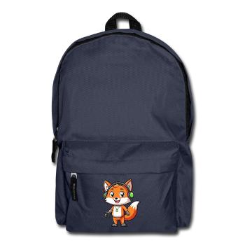 Fuchs Lustige Zeichentrickfigur Kopfhörer Musik - Rucksack - Navy - Vorne