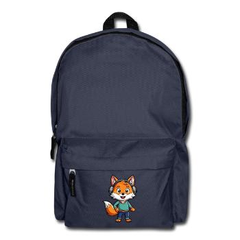 Fuchs Lustige Zeichentrickfigur Kopfhörer Musik - Rucksack - Navy - Vorne