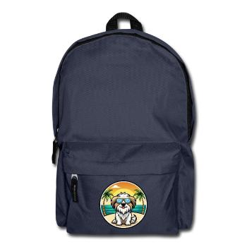 Tibetische Kyi Apso Hunderasse Cartoon Sonnenbrille Strand - Rucksack - Navy - Vorne