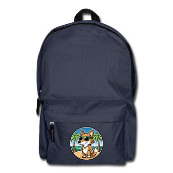 Italienisch Volpino Hund Rasse Cartoon Sonnenbrille Strand - Rucksack - Navy - Vorne