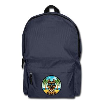 Black Tan Dog Breed Cartoon Sunglasses Beach - Backpack - navy - Front