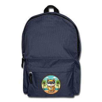 Milieu Asiatique Ovtcharka Chien Race Dessin Animé Plage - Sac à dos - bleu marine - Devant