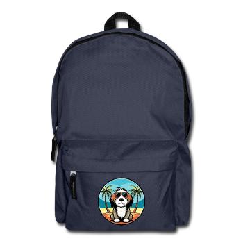 Basset Griffon Vendéen Hunderasse Cartoon Beach - Rucksack - Navy - Vorne