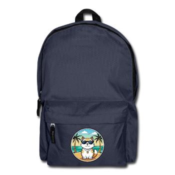 Japanese Bobtail Cat Breed Cartoon Sunglass Beach - Backpack - navy - Front