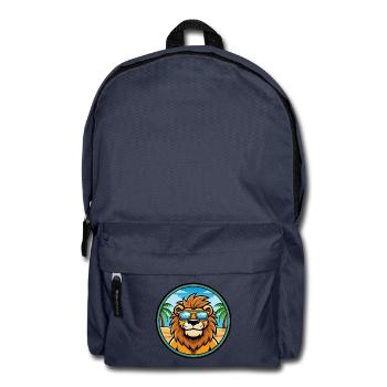 Lion Funny Cartoon Summer Beach Sunglasses Sticker - Backpack - navy - Front