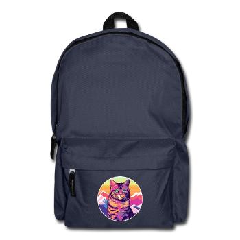 Havanna Braune Katze Bunte Karikatur Aquarell Illus - Rucksack - Navy - Vorne