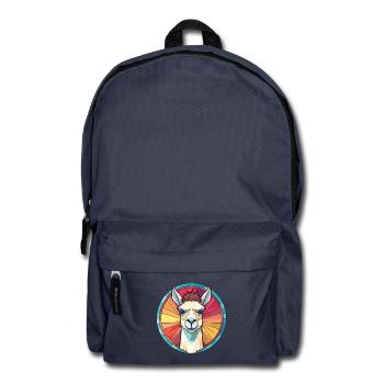 Lamas buntes Aquarell Tier Haustier Illustration - Rucksack - Navy - Vorne
