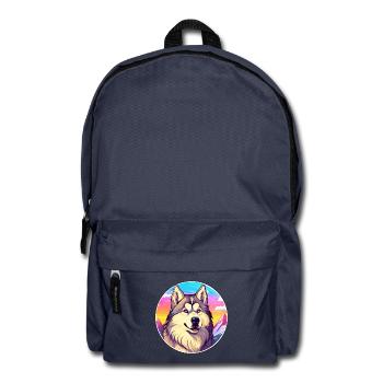 Alaska Malamute Hunderasse Cartoon Kawaii Watercol - Rucksack - Navy - Vorne